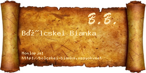 Bölcskei Bianka névjegykártya